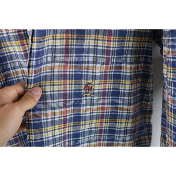 Vintage 90s Tommy Hilfiger Mens Medium India Madras Plaid Collared Button Shirt - Picture 4 of 8